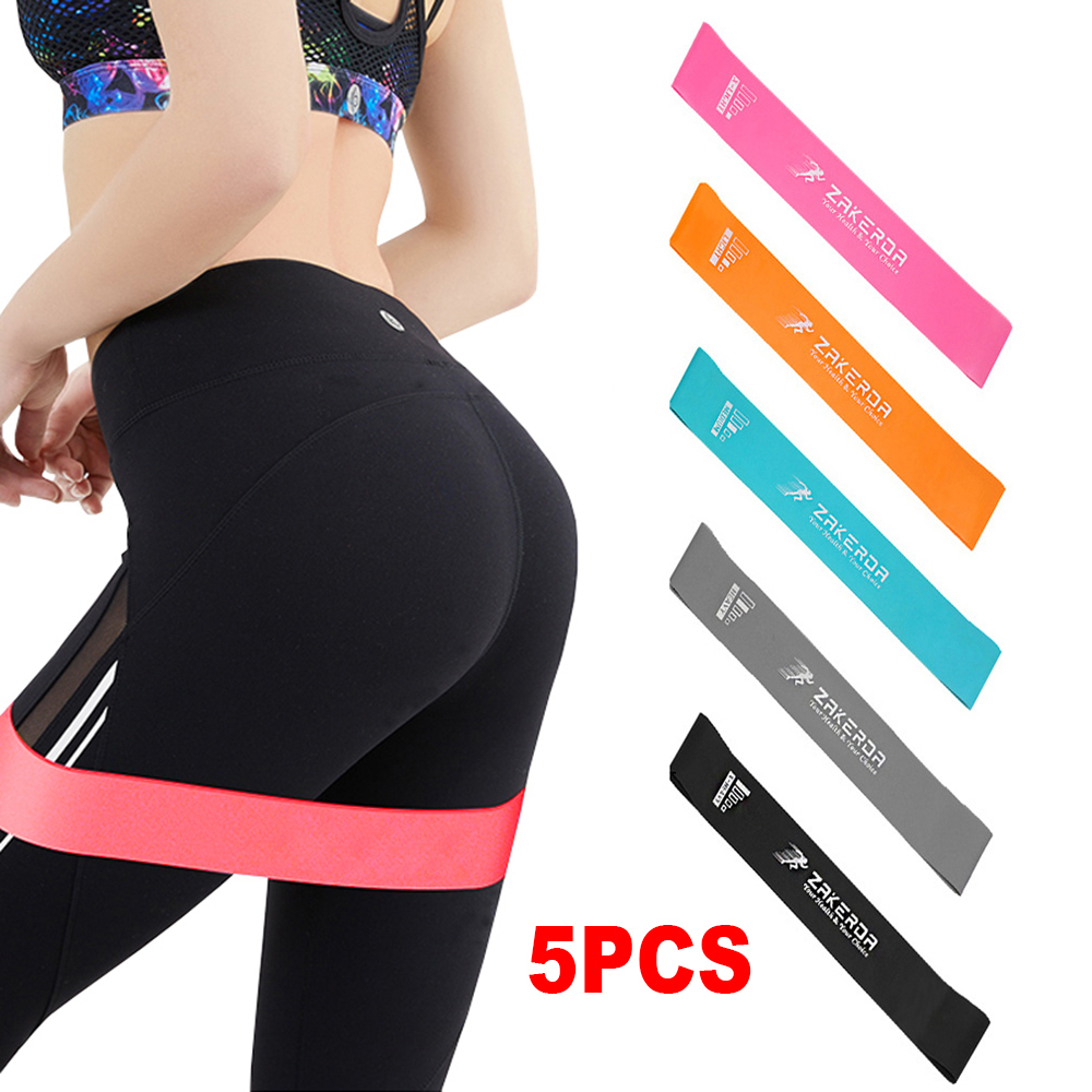 LETTER🌟 5pcs Indoor Outdoor Resistance Bands Set Pilates Sport Yoga Rubber Exercise Fitness Equipment Hip Training Gym Workout Elastic Bands