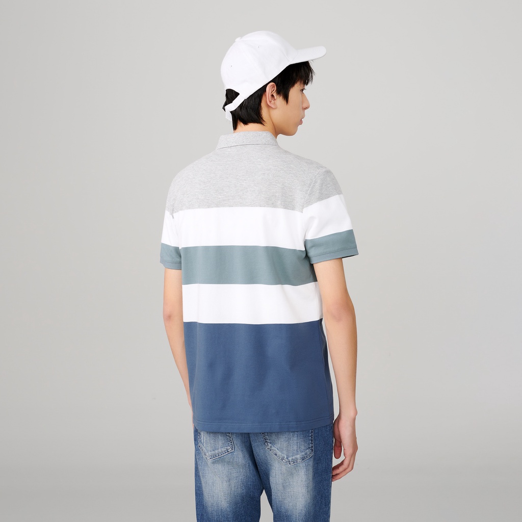HLA - Áo Thun Polo Nam Phối Sọc Contrasting Striped POLO Shirt