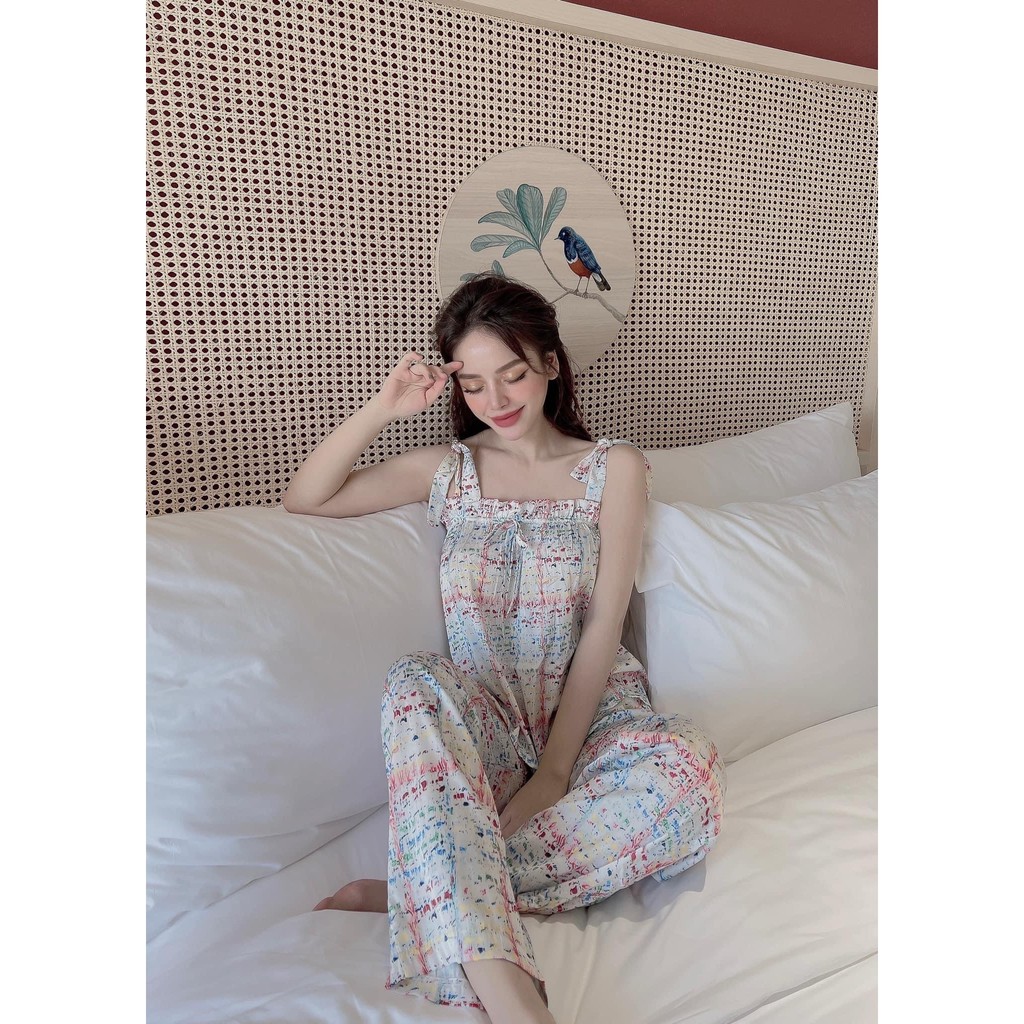 Đồ ngủ nữ chất vải lụa cao cấp, bộ ngủ lụa latin siêu cấp mặc nhà mát lịm, đồ ngủ, bộ mặc nhà, bộ ngủ 2 dây