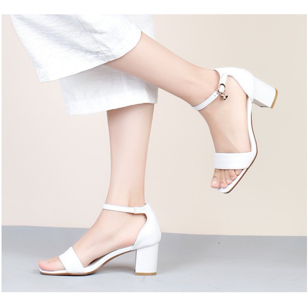 Giày cao gót quai ngang da 5p bít gót da mờ