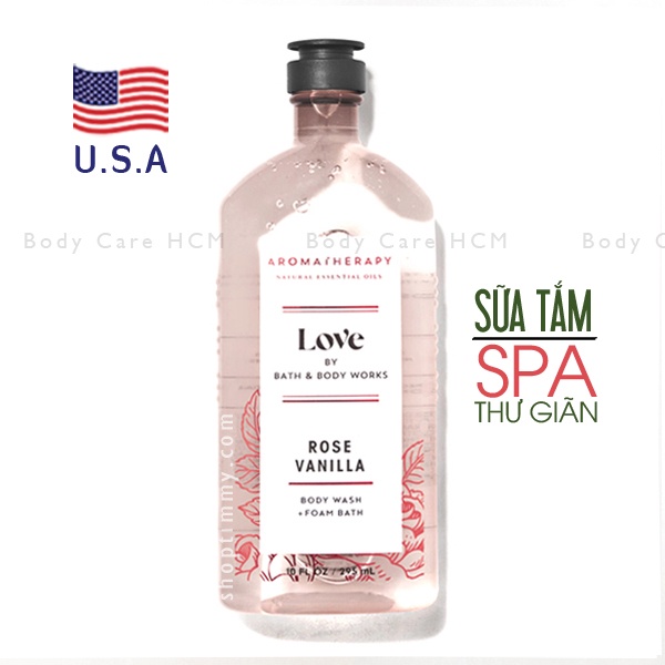 Sữa Tắm Tạo bọt Thư Giãn Love Rose & Vanilla | Home Spa | Bath and Body Works 295ml - Chính hãng Mỹ