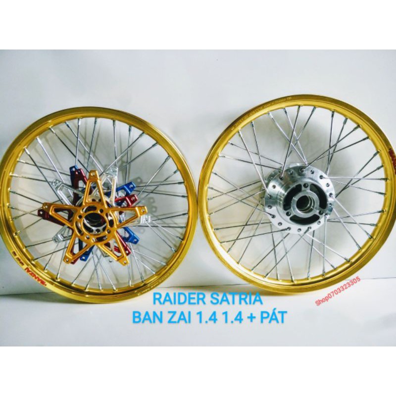 Cặp bánh căm RAIDER SATRIA niền nhôm BAN ZAI thái 1.4 1.4 căm đùm mạ crom loại 1 kèm pát ngôi sao , gắn vừa như zin   .