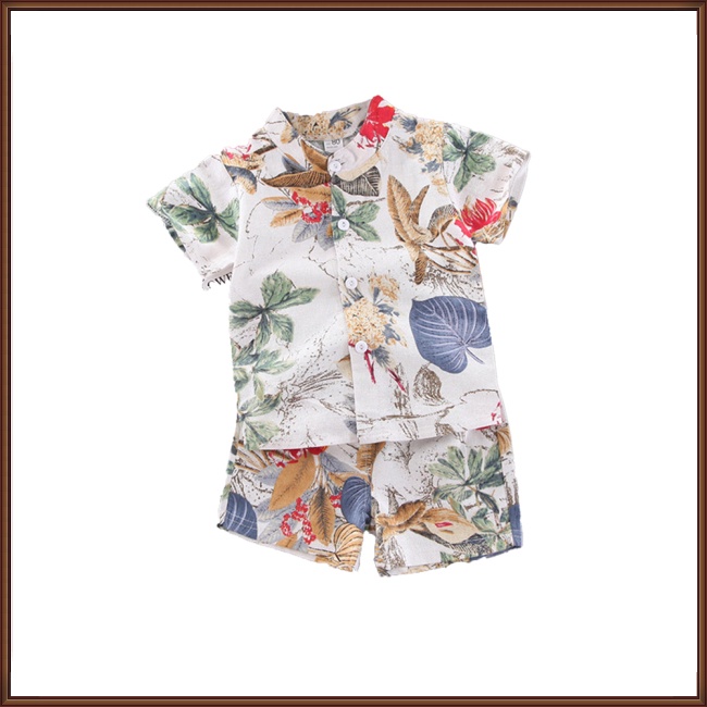 Set Đồ Đi Biển 2 Món Gồm Áo Cotton Tay Ngắn In Họa Tiết Hoa + Quần Ngắn Cho Bé 0-4 Tuổi