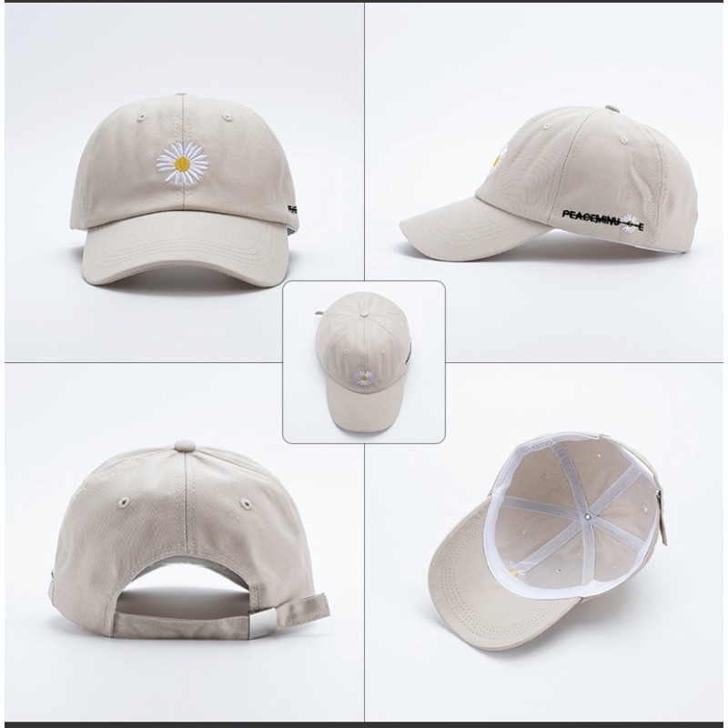 Thanh lý dưới giá nhập Mũ, nón lưỡi trai thêu hoa cúc nhỏ xinh đi du lịch, đi chơi mùa hè