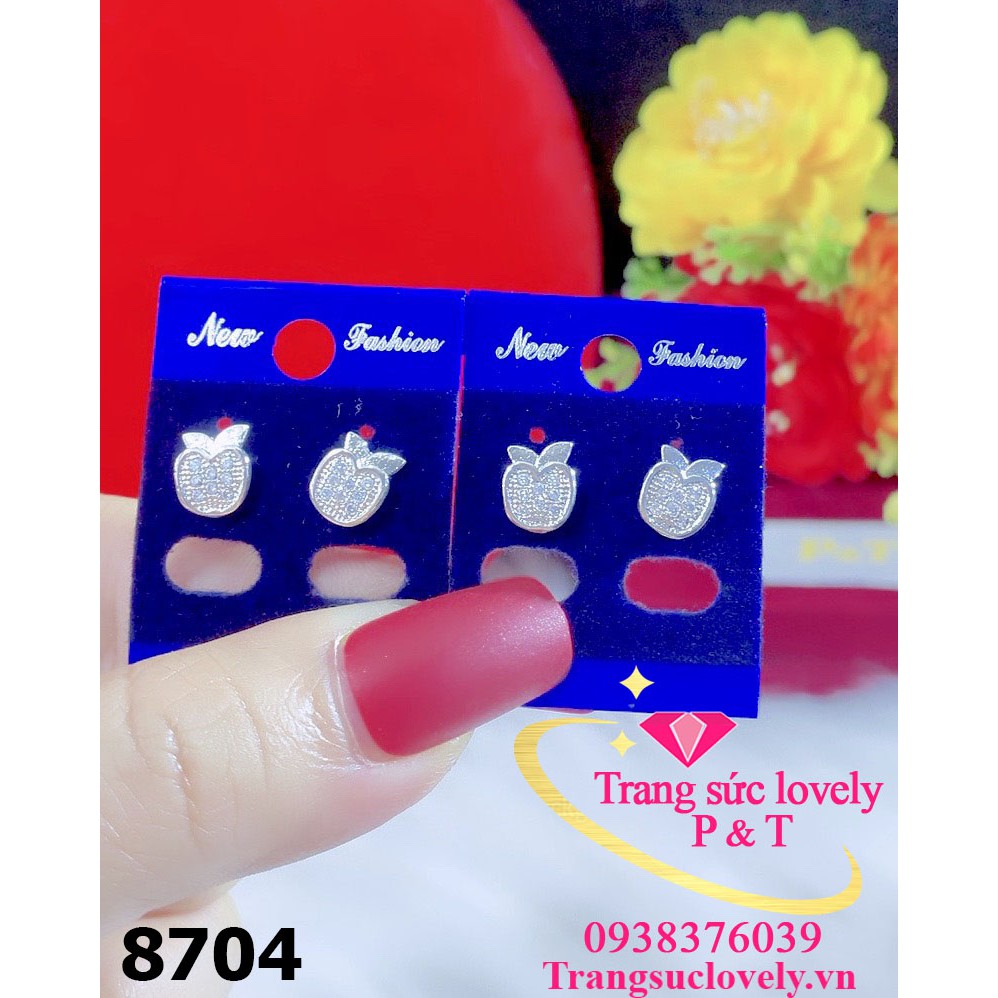 Bông tai trái táo xoàn nữ xi 8704