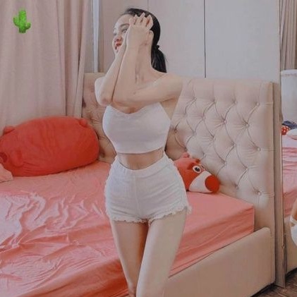 Sét bộ ngủ quần ren PC & áo 2 dây cổ tim croptop👯 | BigBuy360 - bigbuy360.vn