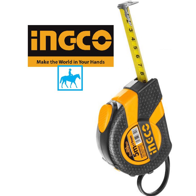 INGCO Thước Cuộn 5 Mét Thép Nền Vàng 5m x 19mm HSMT08052