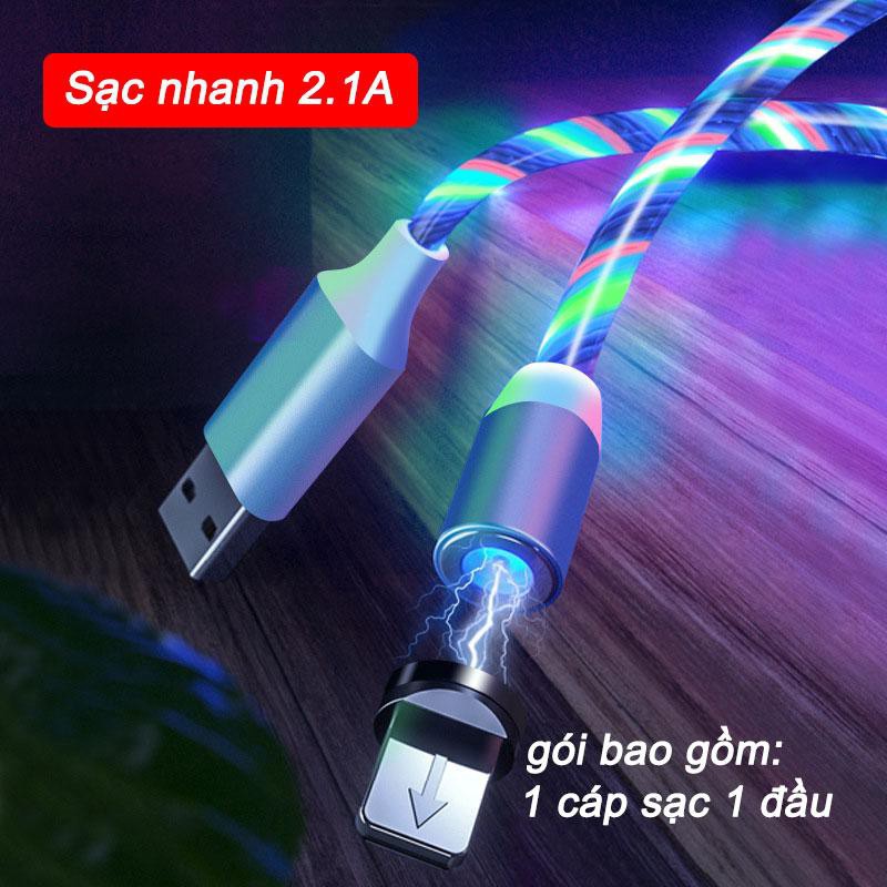 Cáp sạc nam châm dây phát sáng xoay 360 độ cao cấp iphone | micro USB | Type C Bảo Hành 12 tháng