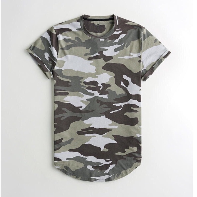 Áo phông nam cổ tròn họa tiết cammo vạt bầu cao cấp xuất mỹ holister