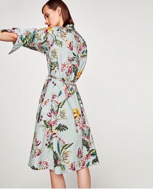Đầm Zara bông xanh