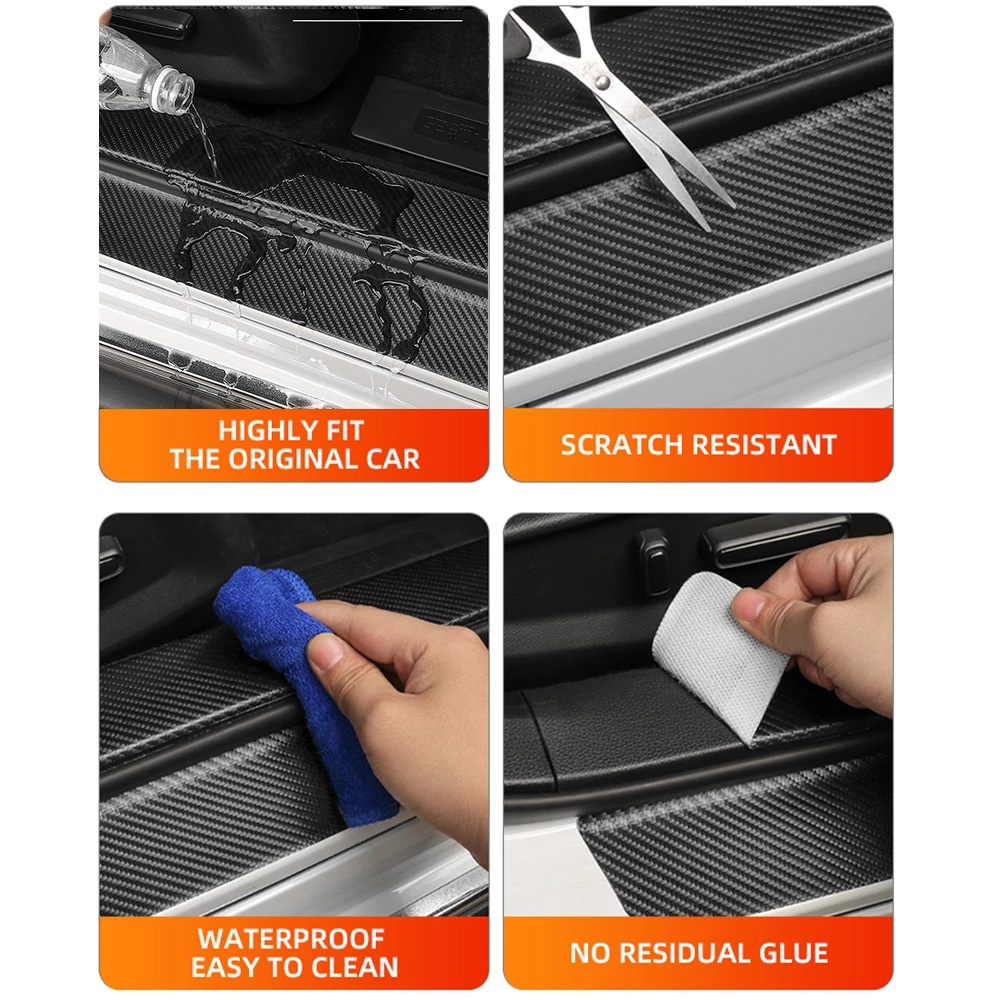 Set 4 Miếng Dán Bảo Vệ Cửa Xe Hơi Bằng Sợi Carbon Chống Trầy Xước Cho Daihatsu Rocky Taruna Tomotif Ayla Ceria Classy