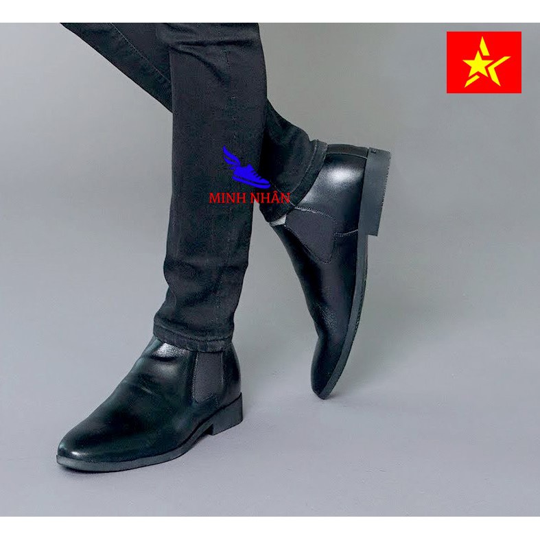 Chelsea boot nam da bò Giày bốt nam cao cổ cao cấp Giày bốt cổ ngắn nam da bò thời trang hàng hiệu giá rẻ C-1