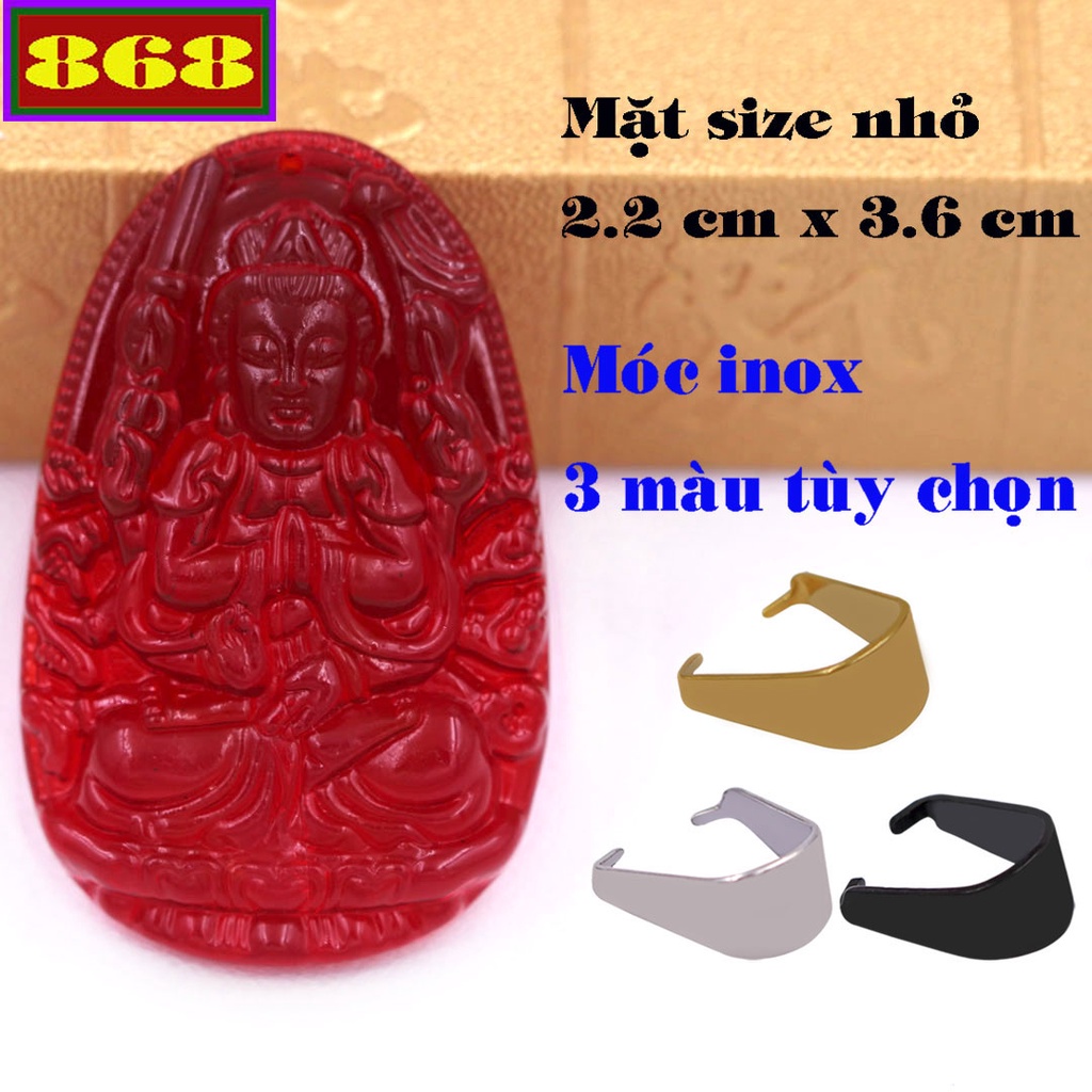 Mặt dây chuyền Phật Quan âm nghìn tay nghìn mắt pha lê đỏ 3.6 cm MFBO8, Phật Quan âm