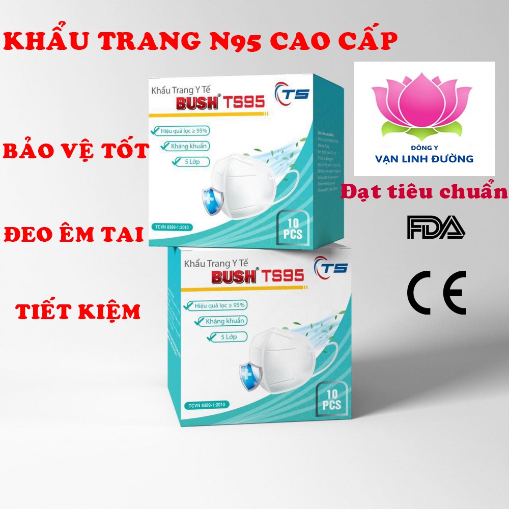 Khẩu trang n95 chính hãng BUSH hiệu quả lọc  ≥ 95% hộp 10 cái