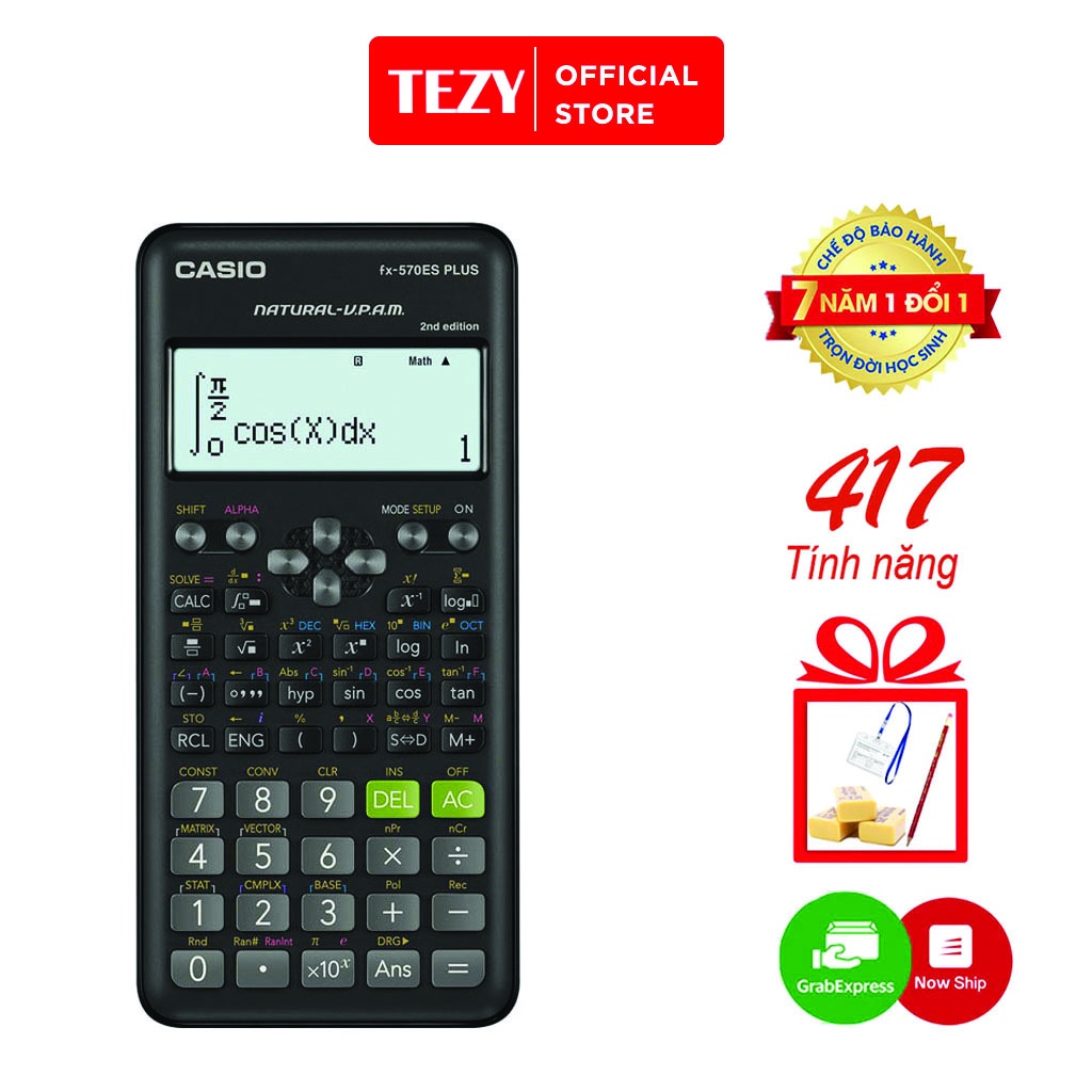 Máy Tính Casio FX 570ES Plus New 2nd Edition Nhập Khẩu Thái Lan 7 Năm Bảo Hành Chính Hãng 417 Tính Năng TEZY BOOKS