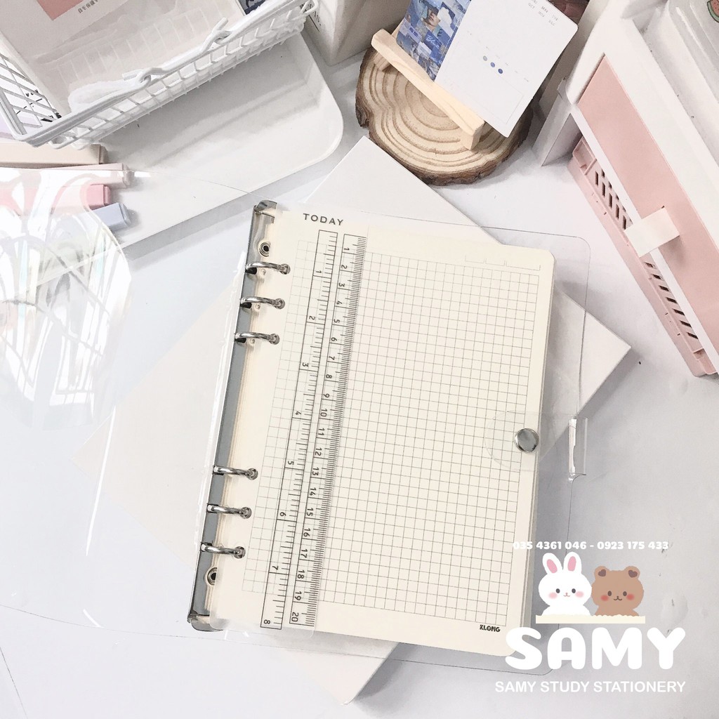 Binder Bìa Dẻo Cao Cấp Trong Suốt Size A5 Sẵn 200 Trang Giấy KLONG 120 GSM Cực Dày Sổ Bullet Journal Planner