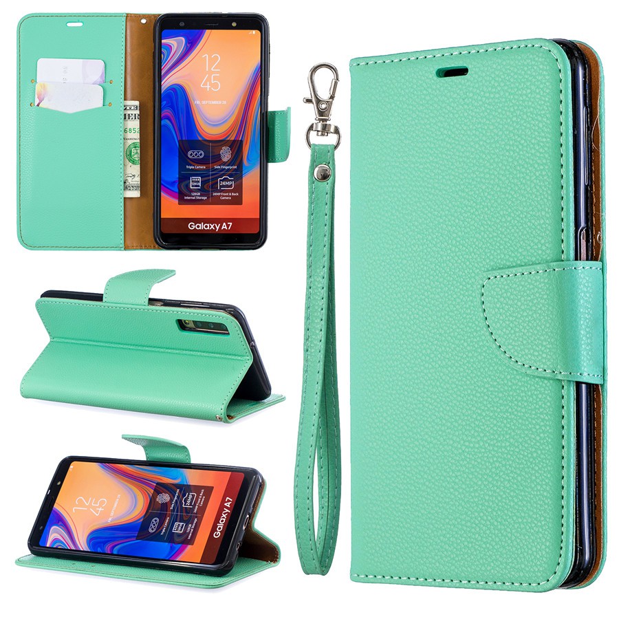 Bao da điện thoại gập kiêm ví màu trơn cho Samsung A7（2018）/A750 Litchi | BigBuy360 - bigbuy360.vn