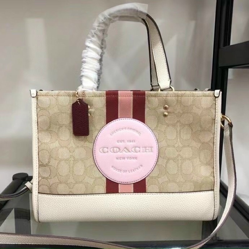 Túi Coach da thật phối canvas dày dặn, bền đẹp, rộng rãi