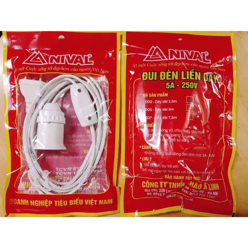 đui đèn liền dây có công tắc nival
