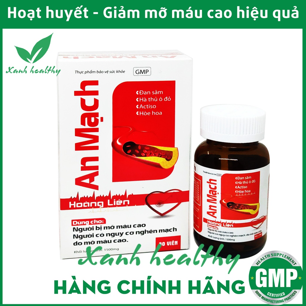 Viên uống giảm mỡ máu An Mạch - Ngừa gan nhiêm mỡ, máu nhiễm mỡ, xơ vữa động mạch, giảm béo hiệu quả - Hàng hãng hãng