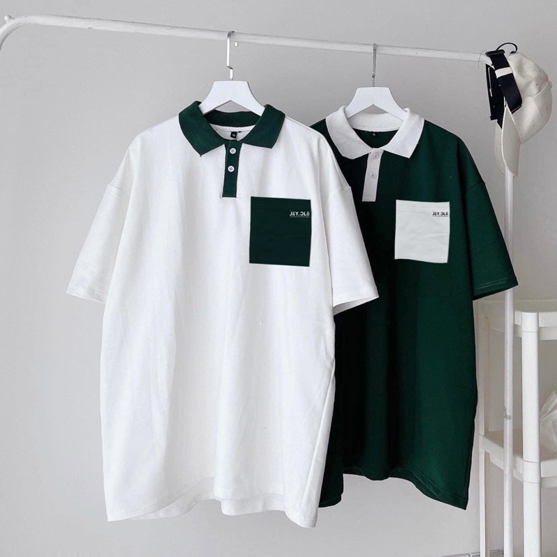 Áo Thun Polo Unisex JAY.CLO màu XANH LÁ/TRẮNG/ĐEN form rộng 🍃 Chất thun cá sấu form nam nữ unisex/Áo thun có cổ 🖤