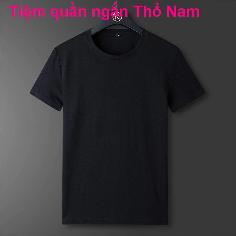 > Nam Cực áo thun ngắn tay màu trơn mùa hè sơ mi nửa phía dưới đen và trắng xám