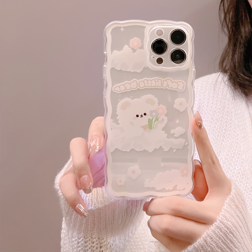 Ốp lưng iphone Ốp Điện Thoại Trong Suốt Viền Ren Gợn Sóng Phong Cách Mới Cho iPhone13 11 12pro max 8p xs Dinuo case