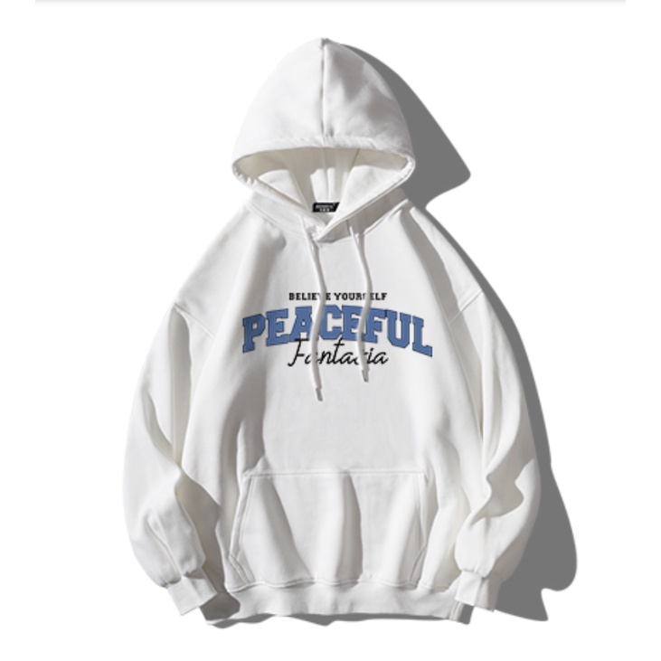 Áo Hoodie Nỉ Phối Mũ Trùm Đầu 2 Lớp Chữ Ngực PEACEFUL Lịch Sự - Phong Cách Thời Trang Hàn Quốc Thoải Mái UNISEX ZANGZANG