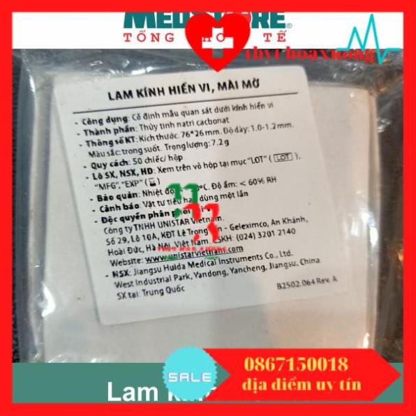 Lam kính hiển vi trong suốt 7102, mài mờ 7105 (hộp 50 - 72 kính)