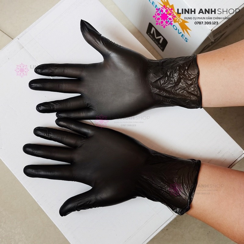 HỘP 100 GĂNG TAY ĐEN NITRILE GLOVES