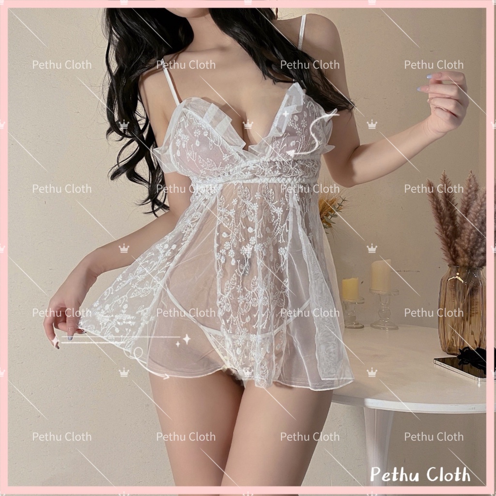 （Q1,HCM）Sexy Đồ Ngủ2 dây nữ ren quyến rũ gợi cảm cao cấp, chất vải mềm mịn siêu tôn dáng 40-65kg--019