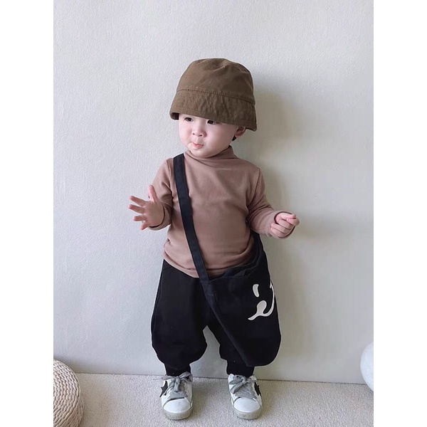 Áo cổ cao trơn chất mịn Hàn Quốc cho bé gái bé trai size 80-120