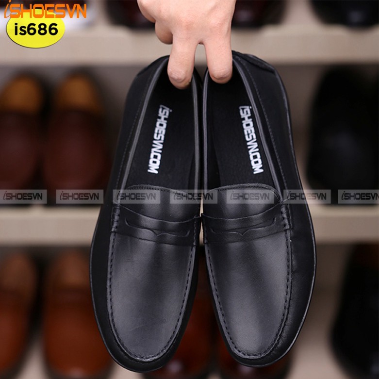 Giày lười da bò thời trang nam Ishoesvn IS686 giày ishoes