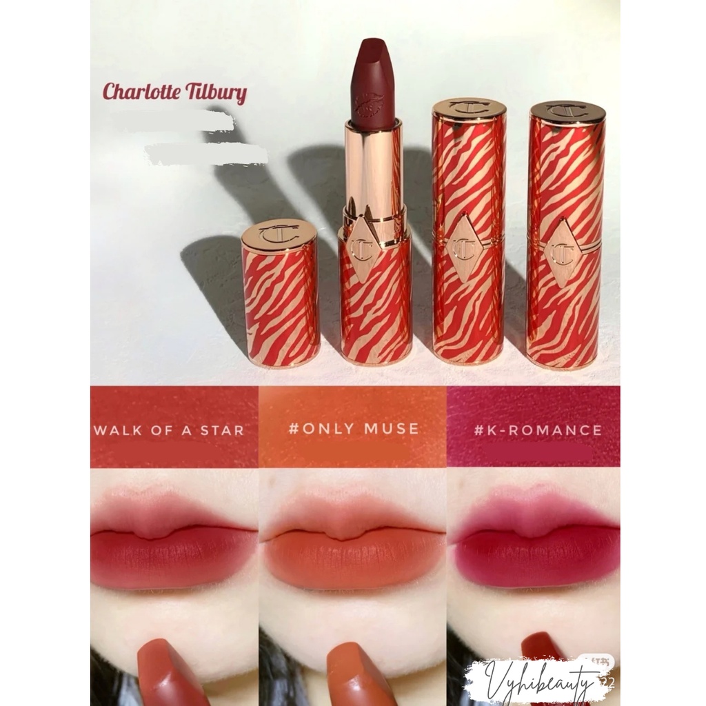 Son thỏi Charlotte Tilbury Revolution vỏ sọc đỏ - màu K-romance