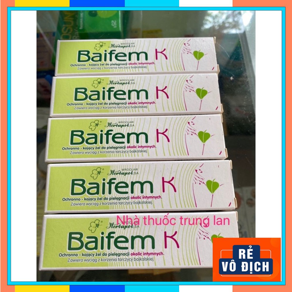 GEl BAIFEM K làm giảm kích ứng mẩn đỏ da do nhiều nguyên nhân,an toàn cho trẻ sơ sinh,phụ nữ có thai và cho con bú