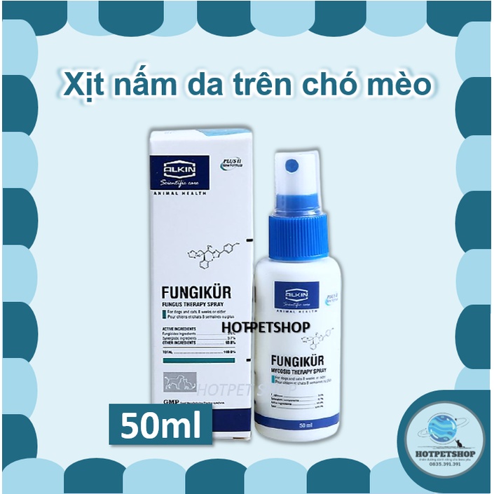 FUNGIKUR - Chai xịt hỗ trợ tình trạng nấm, viêm da trên chó mèo