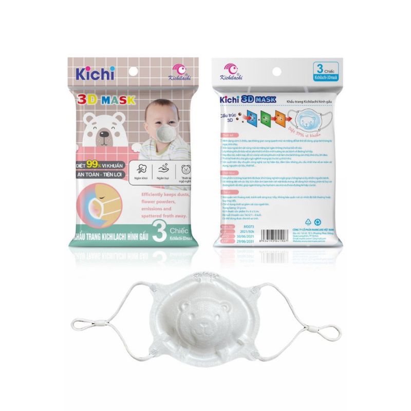 SET 3 KHẨU TRANG CHO TRẺ SƠ SINH HÀNG CHÍNH HÃNG - KHẨU TRANG GẤU CHO BÉ