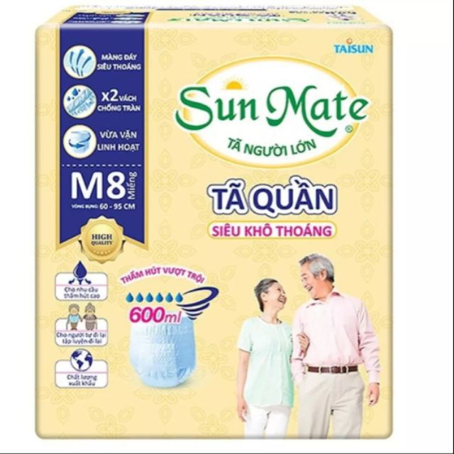 Tã quần người già Sunmate Siêu mềm mại- Siêu khô thoáng