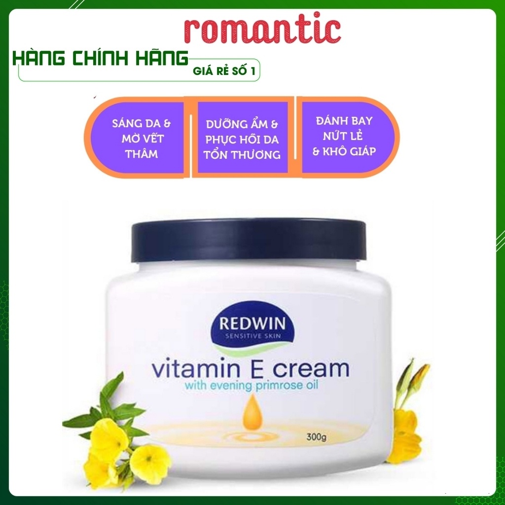 Kem dưỡng da vitamin E Redwin hoa anh thảo giúp trắng da, mờ vết thâm, đánh bay nứt lẻ lọ 300g