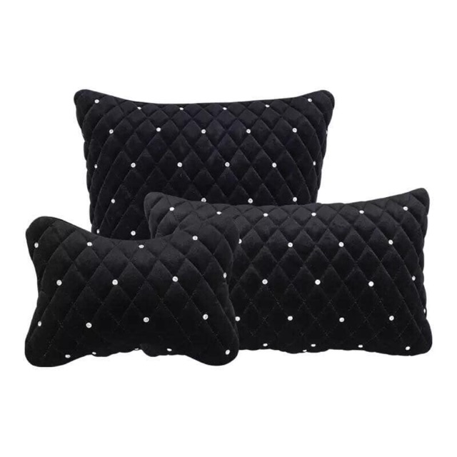 Set gối nhung kẻ trám đính điểm đá