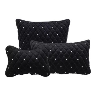 Set gối nhung kẻ trám đính điểm đá
