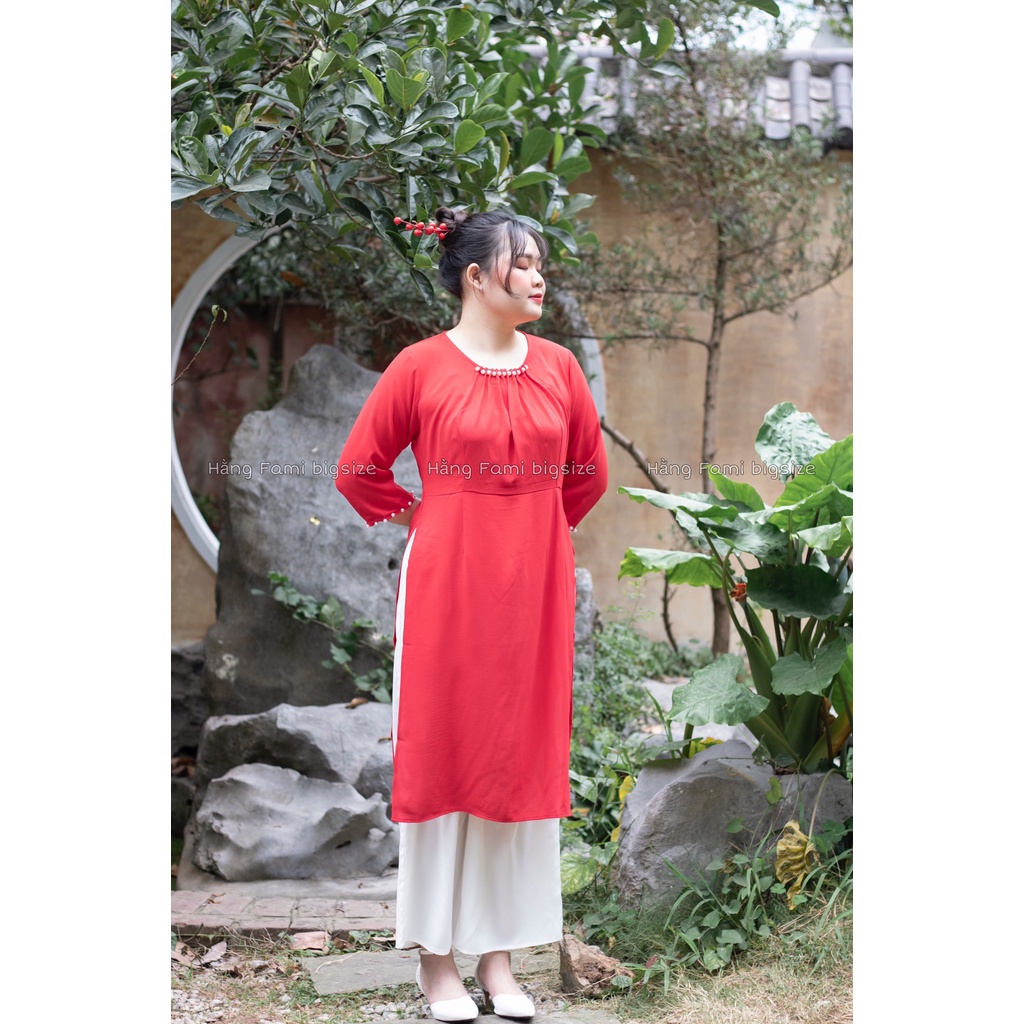 Áo dài cách tân cổ trai sang chảnh kèm quần bigsize (AD01) (size 60kg - 95kg) [Hằng Fami bigsize]