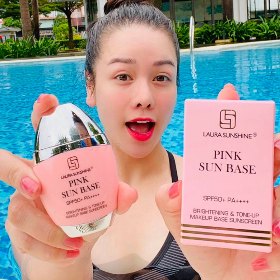 Kem chống nắng trang điểm nâng tone da Laura Sunshine Pink Sun Base SPF50+ PA++++