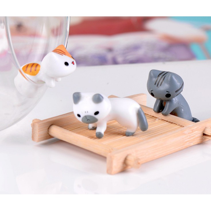 Mô hình bộ mèo lười để bàn, trang trí bàn làm việc