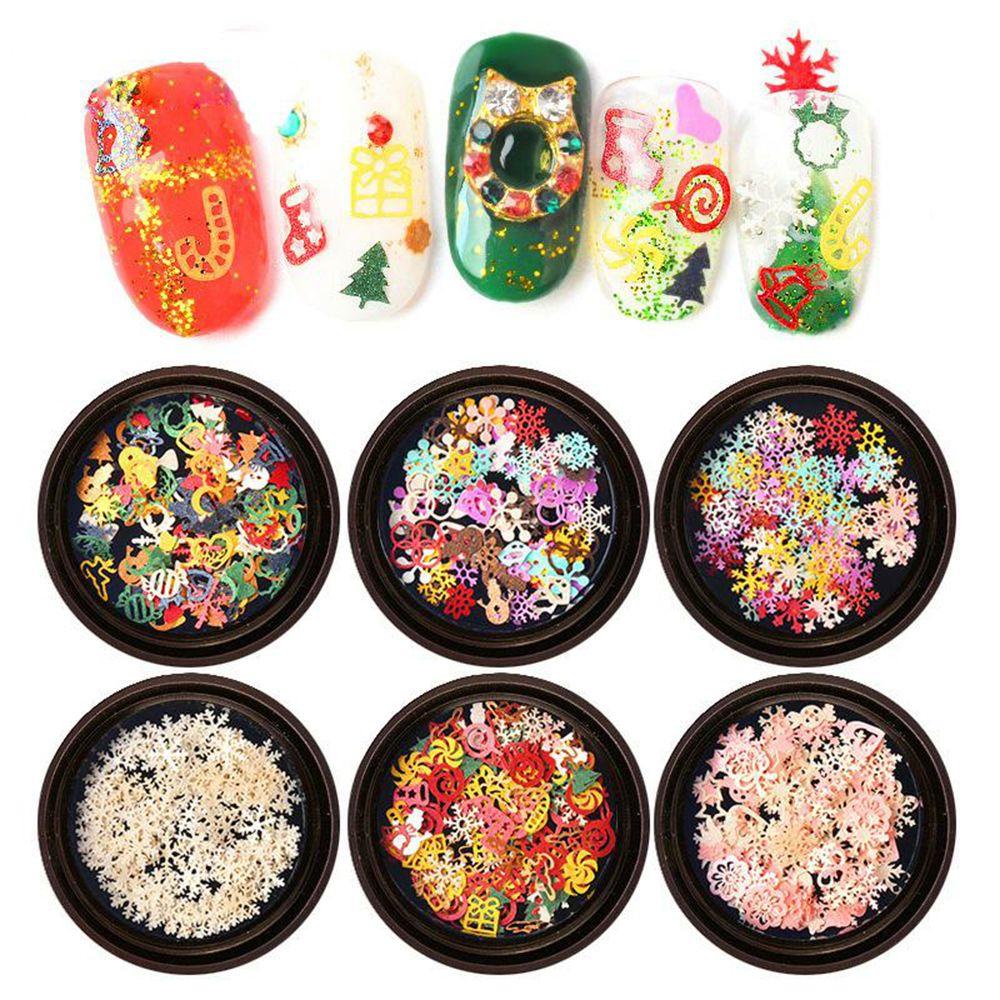 Hộp Sequin Lấp Lánh Họa Tiết Giáng Sinh 3D Nhiều Màu Sắc Dùng Trang Trí Móng Nghệ Thuật DIY