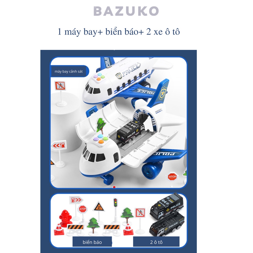 Máy Bay Đồ Chơi Mô Hình Có Bánh Xe Cỡ Lớn Cho Bé Tặng Kèm 2 Ô tô BAZUKO DC008