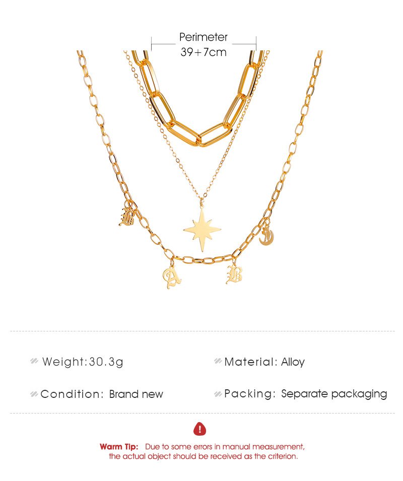 Dây chuyền nhiều lớp thiết kế mặt hình chữ cái thời trang cá tính cho nữ