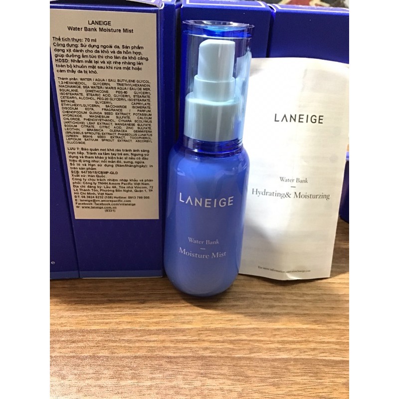 Xịt khoáng Laneige Water Bank- moisture Mist siêu cấp ẩm 30ml/70ml( hàng store) | BigBuy360 - bigbuy360.vn