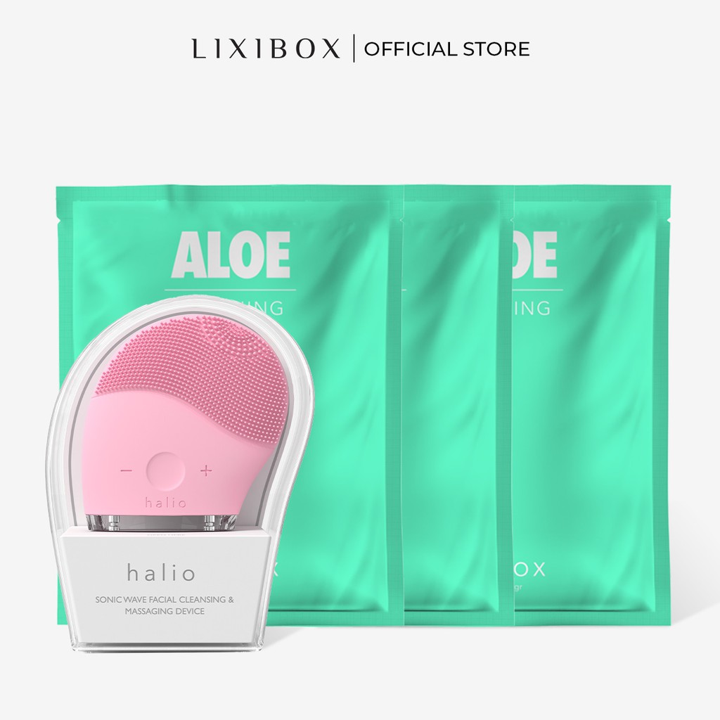 Combo Máy Rửa Mặt Halio Original và 3 Mặt nạ dưỡng da Lixibox - Aloe (23gr/mặt nạ) | BigBuy360 - bigbuy360.vn