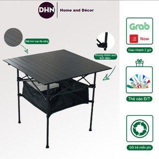 Bàn gấp dã ngoại có kèm túi đựng đa năng Bàn xếp di động mặt kim loại gấp gọn tiện lợi khi đi du lịch, cắm trại